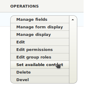 Group operations menu