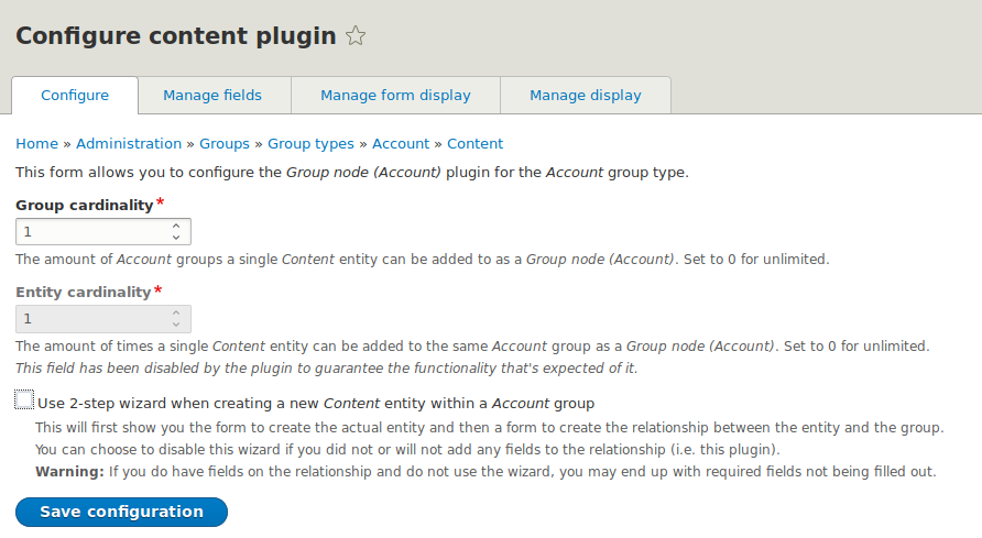 Configure a group content type