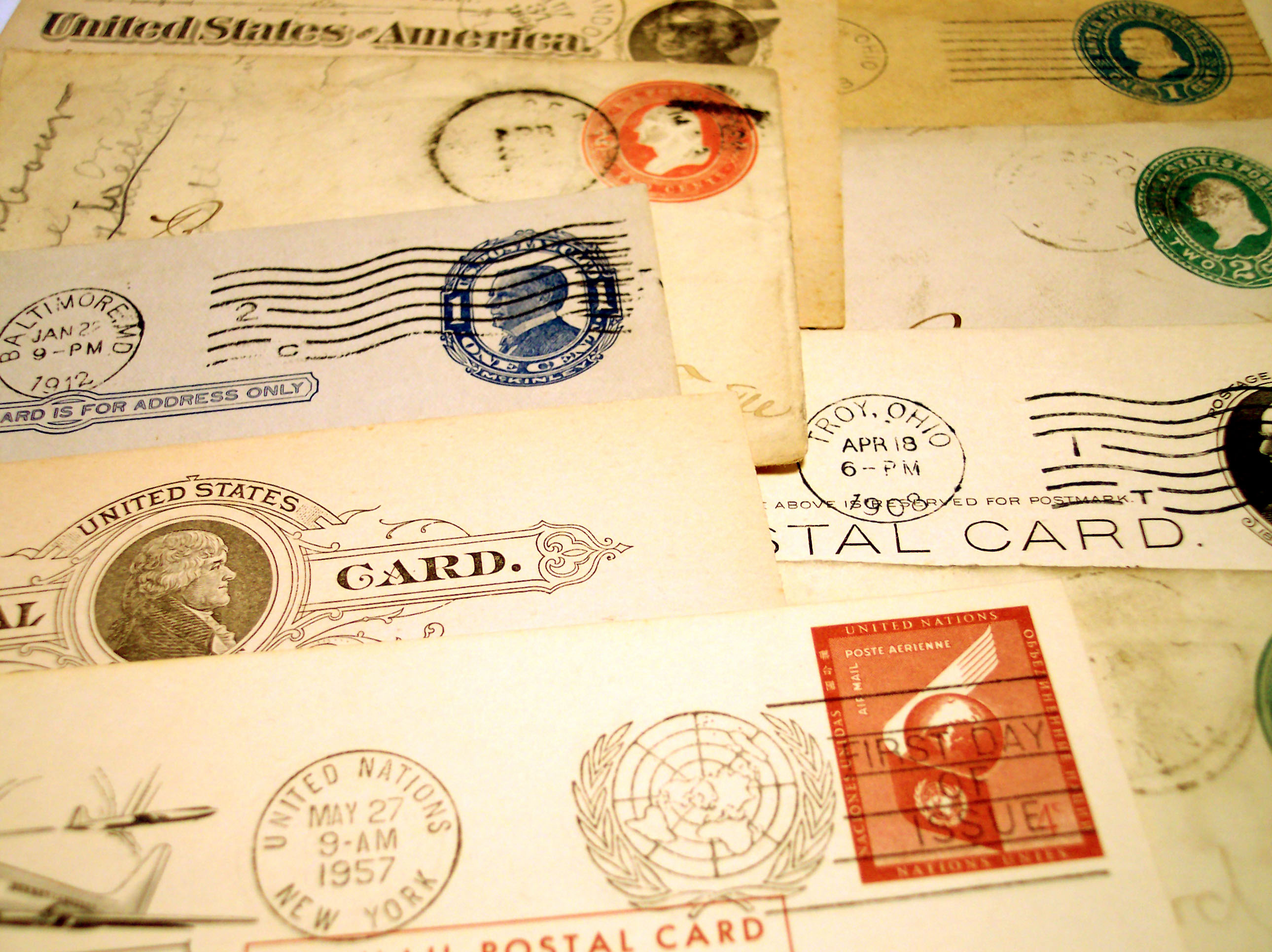 Stamps and postcards