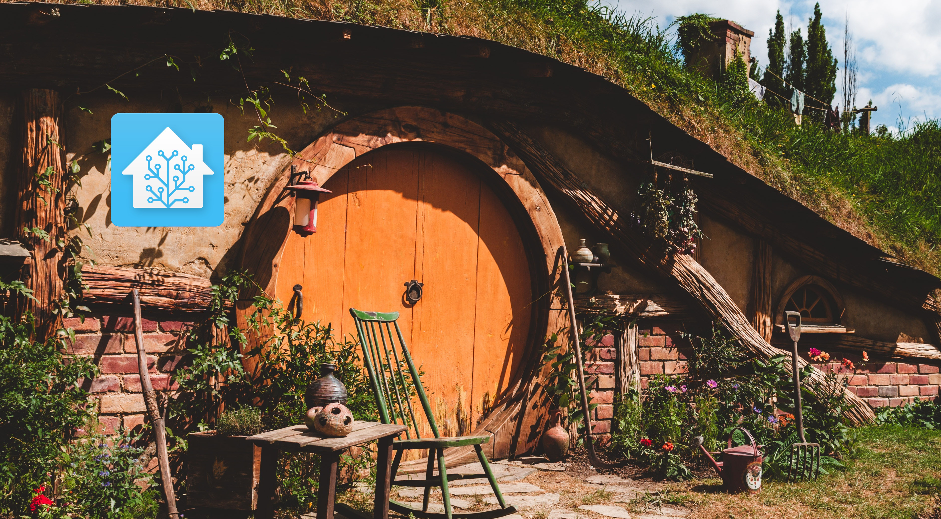 Hobbit House with Home Assistant Logo