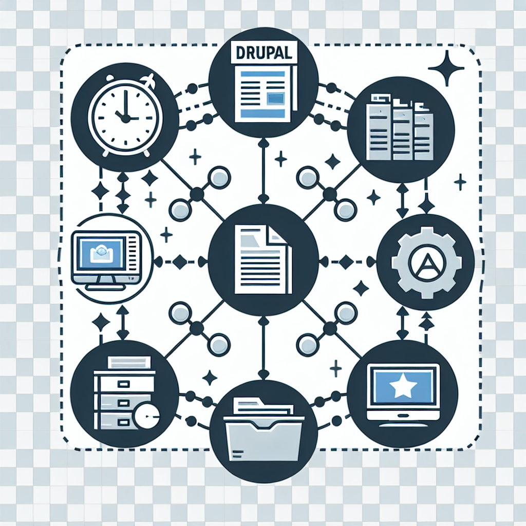 9 circles arranged a bit like a clock, with a variety of images - a clock, email, document, folder, screen