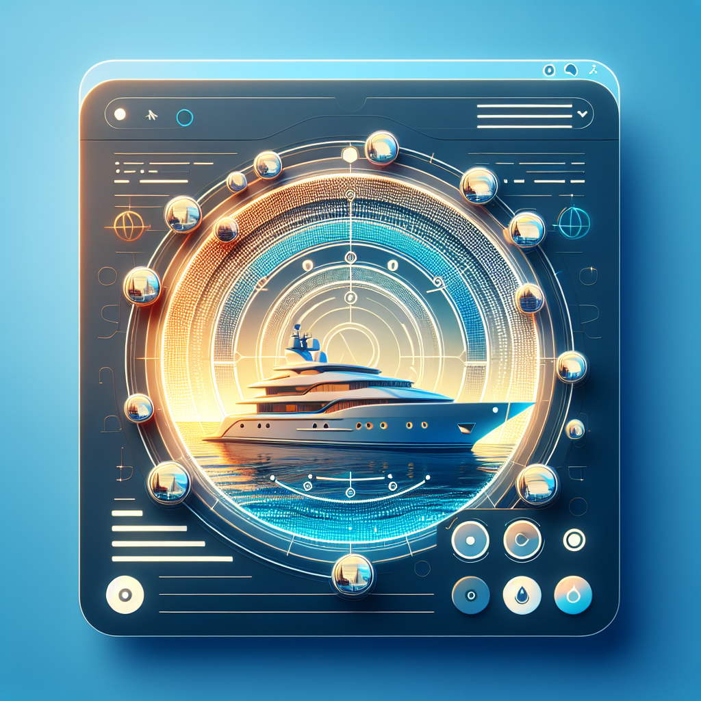 Futuristic yacht digital control panel with circular interface.
