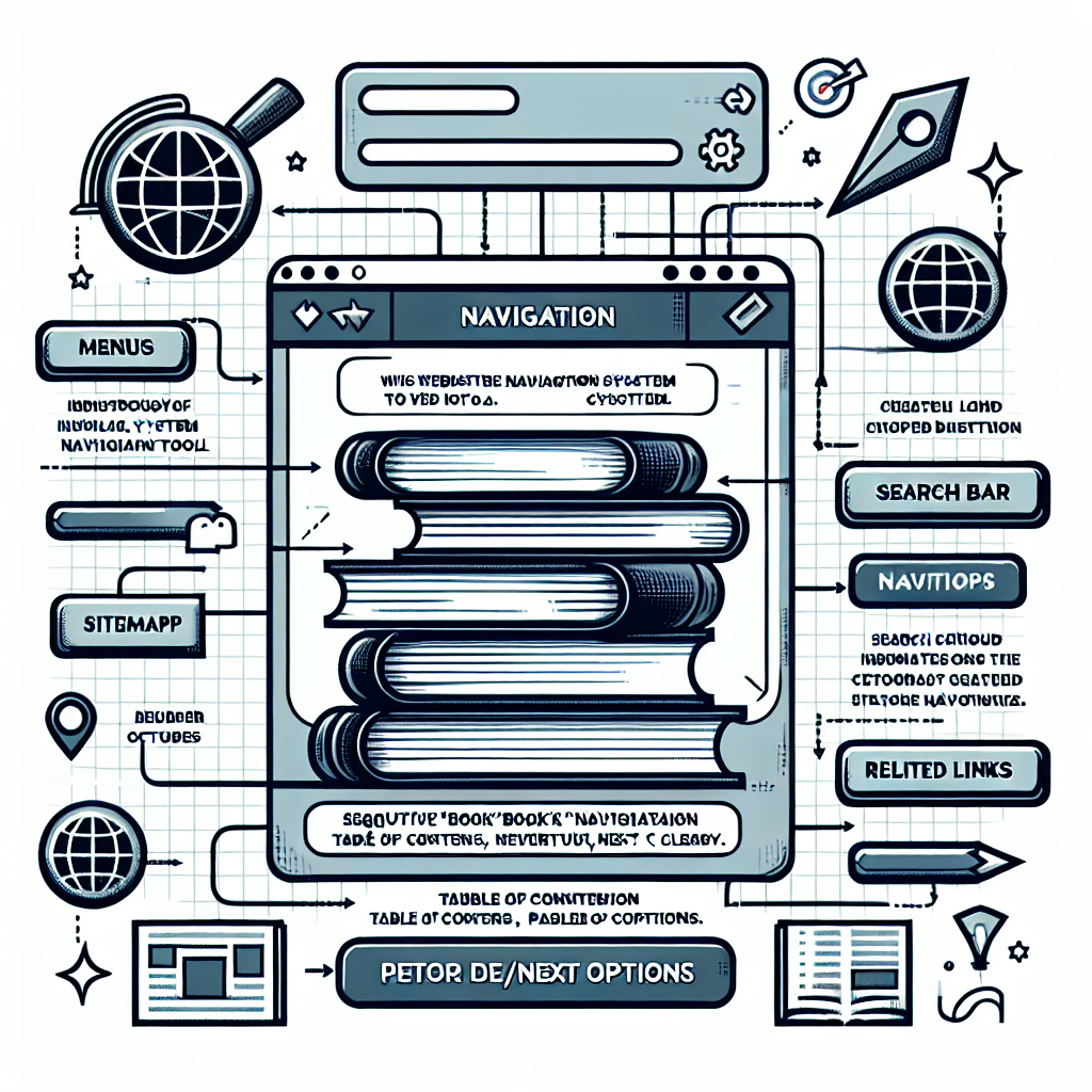 Stack of books on a digital interface with navigation icons and elements.