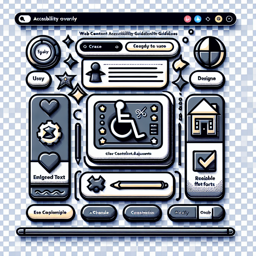 Web design interface graphics with disability icon.