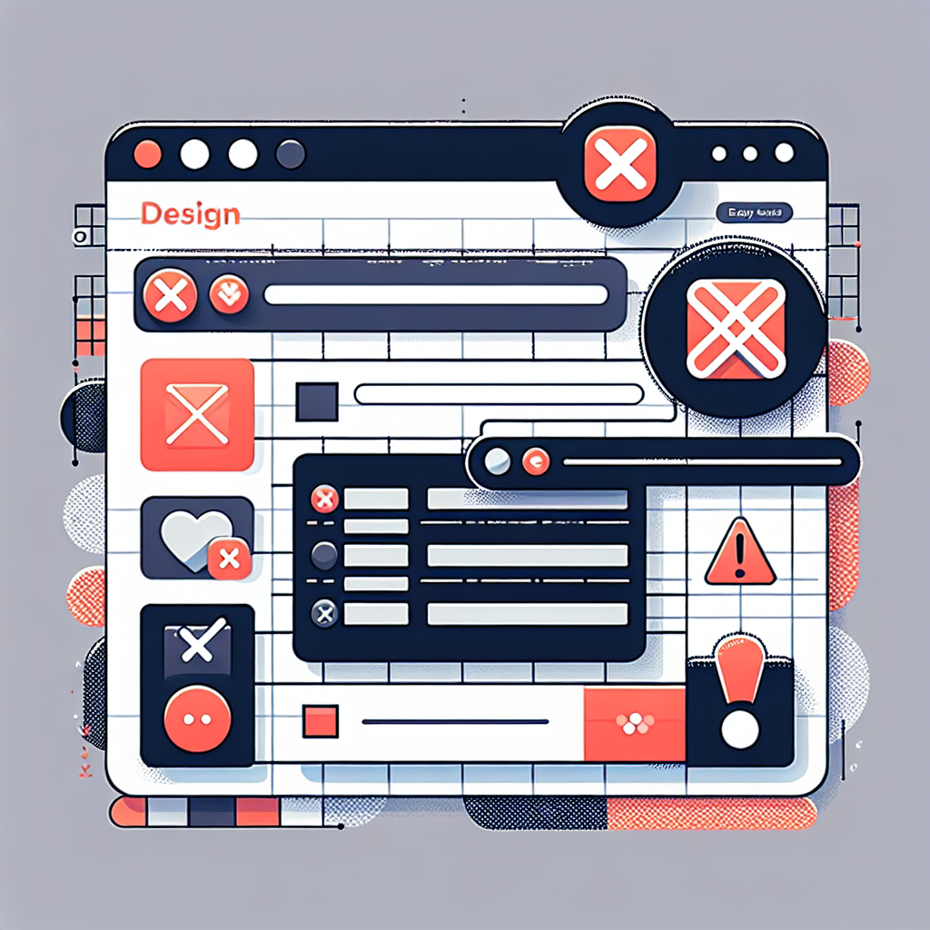 Graphic of a colorful webpage interface with error icons highlighting required fields