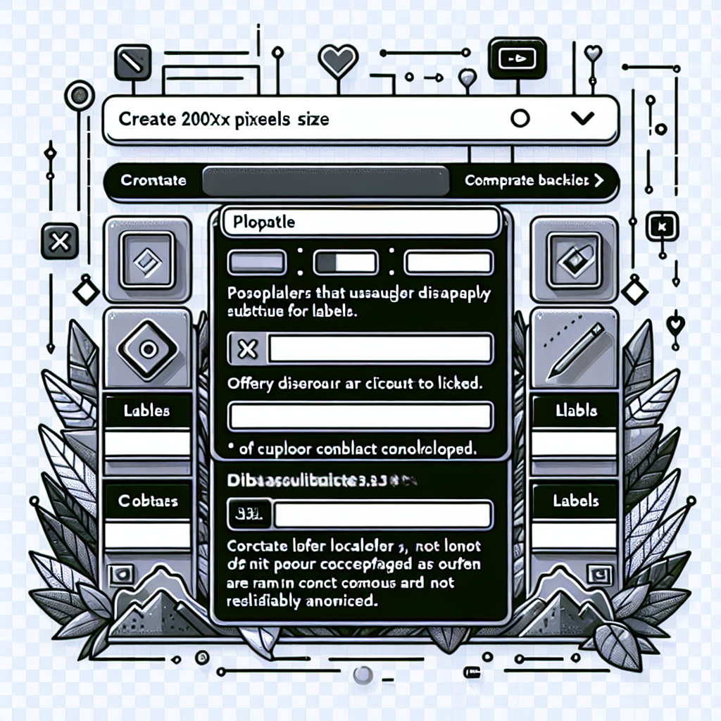 Futuristic grayscale interface with decorative elements and text buttons.