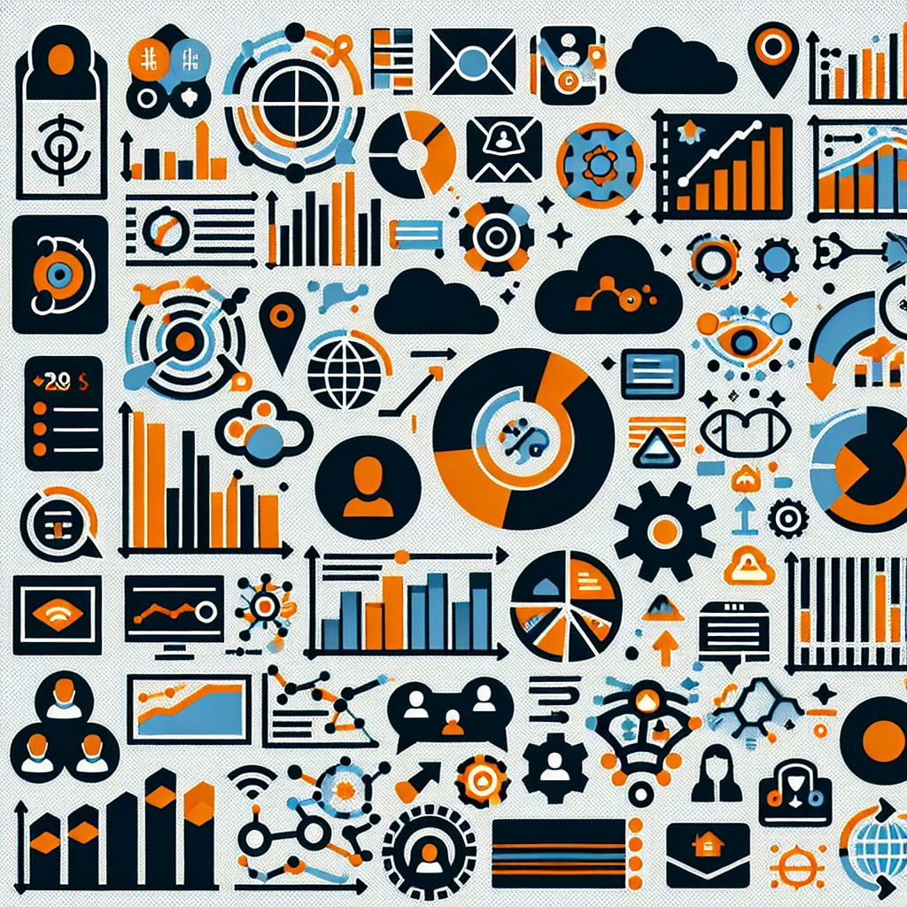 Colorful infographic with various data charts and icons.