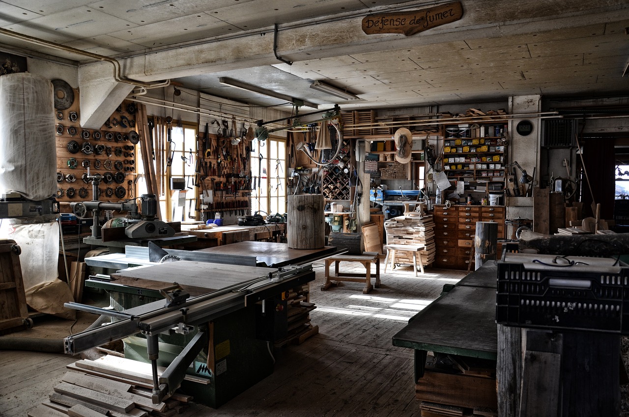 workshop board of old-school woodworking tools