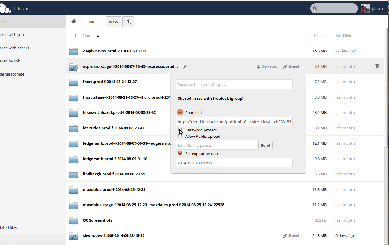 Sharing files is easy in OwnCloud