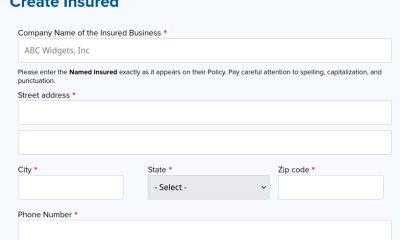 Form for entering business and contact information, including address and phone number.