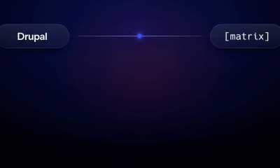 Dark banner graphic showing "Drupal" and "matrix" connected by a line.